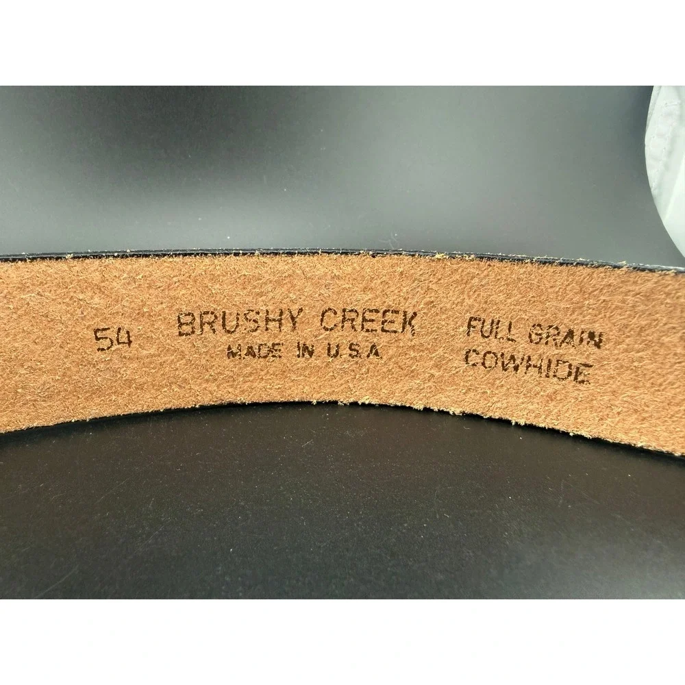 Brushy Creek Mens Grey Basketweave Full Grain Leather Belt Strap Made in USA 54